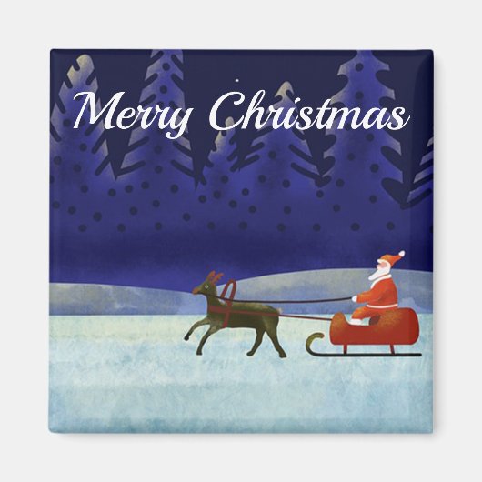Blauer Weihnachtsabend mit Weihnachtsmann und Rent Magnet (Vorne)