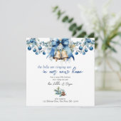 Blauer Weihnachtsanfang in den Glühbirnen Feiertagskarte (Stehend Vorderseite)