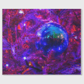 Blauer Weihnachtsball, Lila Baum Geschenkpapier (Flach)