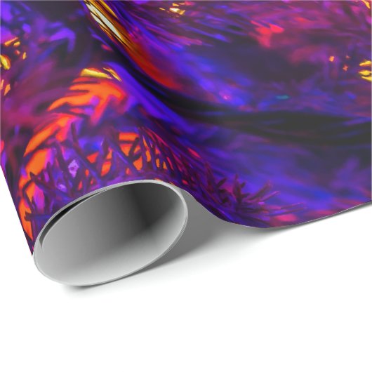 Blauer Weihnachtsball, Lila Baum Geschenkpapier (Rolleneckpunkt)