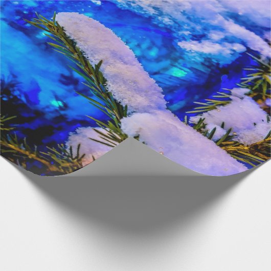 Blauer Weihnachtsball, Schnee Geschenkpapier (Ecke)
