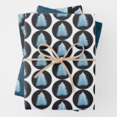Blauer Weihnachtsbaum auf schwarz und blau Geschenkpapier Set (Beispiel)
