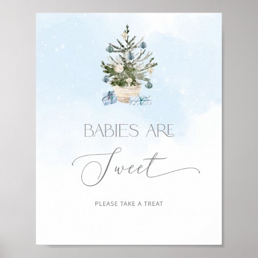 Blauer Weihnachtsbaum Babys sind süß Poster (Vorne)