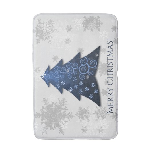 Blauer Weihnachtsbaum Bath Mat Badematte (Vorderseite Vertikal)