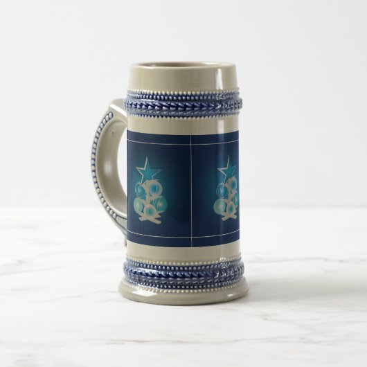 Blauer Weihnachtsbaum Bierglas (Vorderseite Links)