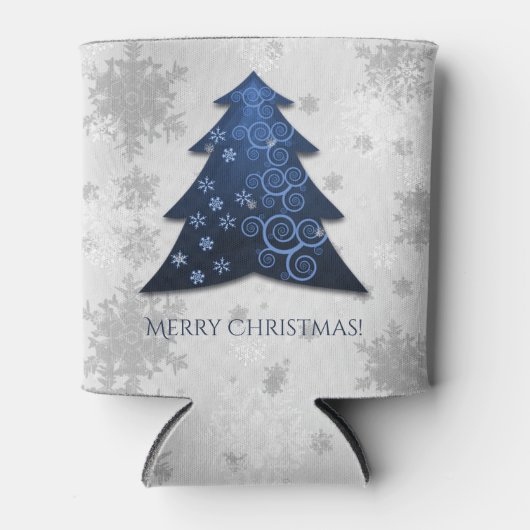 Blauer Weihnachtsbaum Cooler Dosenkühler (Vorderseite)