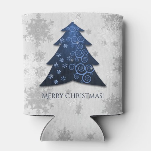 Blauer Weihnachtsbaum Cooler Dosenkühler (Rückseite)