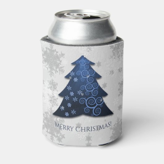 Blauer Weihnachtsbaum Cooler Dosenkühler (Kanne Rückseite)