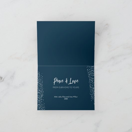 Blauer Weihnachtsbaum eingeklappt Feiertagskarte (Innenseite)