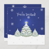 Blauer Weihnachtsbaum Einladung (Vorne/Hinten)