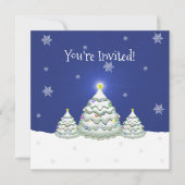 Blauer Weihnachtsbaum Einladung (Vorderseite)
