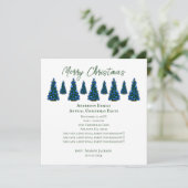 Blauer Weihnachtsbaum Einladung (Stehend Vorderseite)