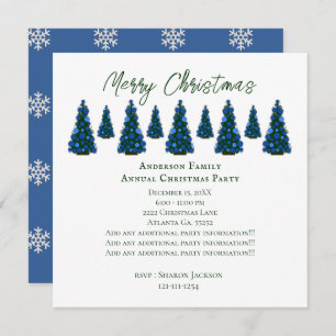 Blauer Weihnachtsbaum Einladung