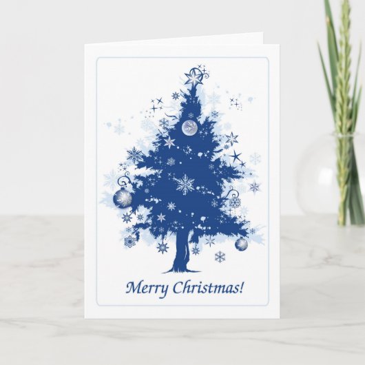 Blauer Weihnachtsbaum Feiertagskarte (Vorderseite)