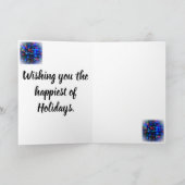 Blauer Weihnachtsbaum Feiertagskarte (Innenseite)