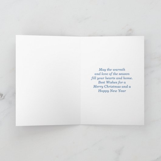 Blauer Weihnachtsbaum Feiertagskarte (Innenseite)