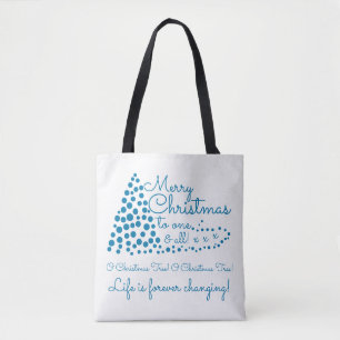 Blauer Weihnachtsbaum, festliche Tote Tasche