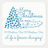 Blauer Weihnachtsbaum, Festzettel Quadratischer Aufkleber (Vorderseite)