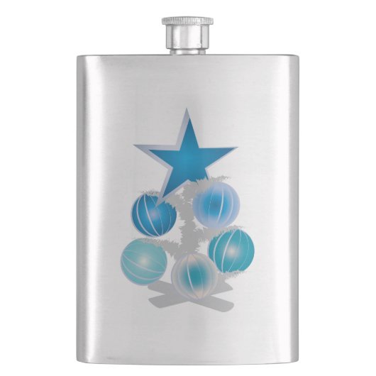 Blauer Weihnachtsbaum Flachmann (Vorderseite)
