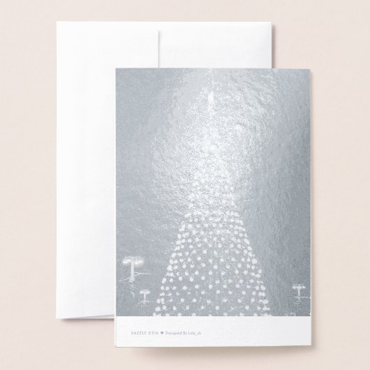 Blauer Weihnachtsbaum Folienkarte (Rückseite mit Umschlag)