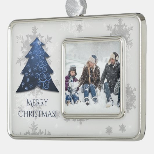 Blauer Weihnachtsbaum Gerahmte Ornamente Rahmen-Ornament Silber (Links)