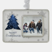 Blauer Weihnachtsbaum Gerahmte Ornamente Rahmen-Ornament Silber (Vorderseite)