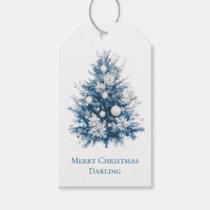 Blauer Weihnachtsbaum Geschenkanhänger