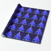 Blauer Weihnachtsbaum Geschenkpapier (Ungerollt)