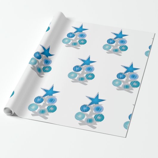 Blauer Weihnachtsbaum Geschenkpapier (Ungerollt)