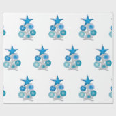Blauer Weihnachtsbaum Geschenkpapier (Flach)