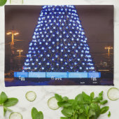 Blauer Weihnachtsbaum Geschirrtuch (Gefaltet)