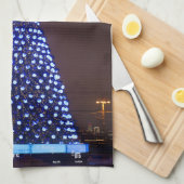 Blauer Weihnachtsbaum Geschirrtuch (Viertel Falte)