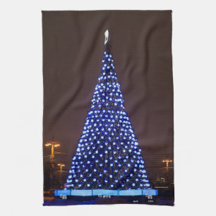 Blauer Weihnachtsbaum Geschirrtuch