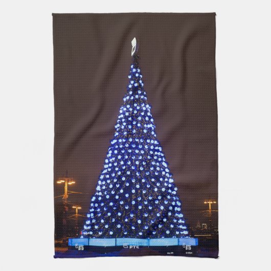 Blauer Weihnachtsbaum Geschirrtuch (Vertikal)