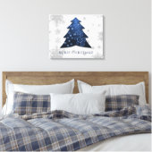 Blauer Weihnachtsbaum Gestrichen Canvas Print Leinwanddruck (Insitu (Schlafzimmer))