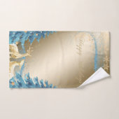 Blauer Weihnachtsbaum, Goldene Rentiere, Schneeflo Badhandtuch Set (Handtuch)