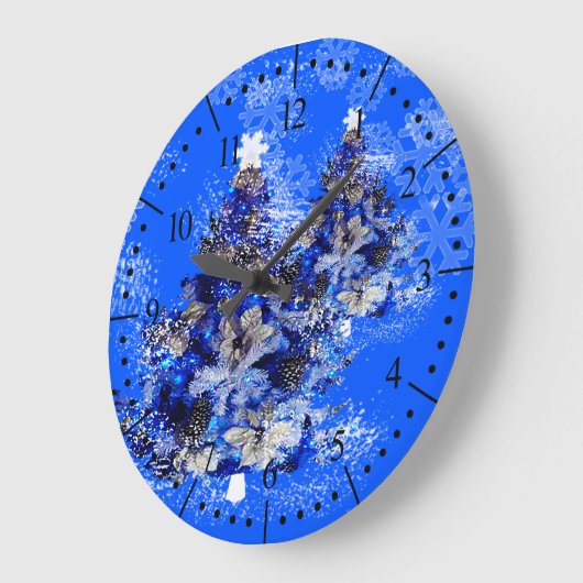 Blauer Weihnachtsbaum Große Wanduhr (Winkel)