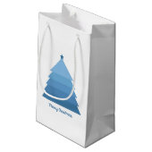 Blauer Weihnachtsbaum Kleine Geschenktüte (Rückseite Schrägansicht)