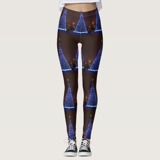 Blauer Weihnachtsbaum Leggings (Vorderseite)