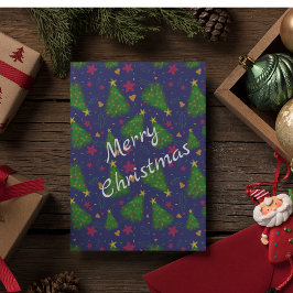 Blauer Weihnachtsbaum mit Glocken und roten Blume Einladung