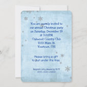 blauer Weihnachtsbaum mit Silberschneeflocken Einladung (Rückseite)