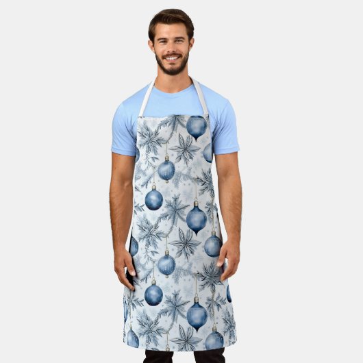 Blauer Weihnachtsbaum - Muster Schürze (Getragen)