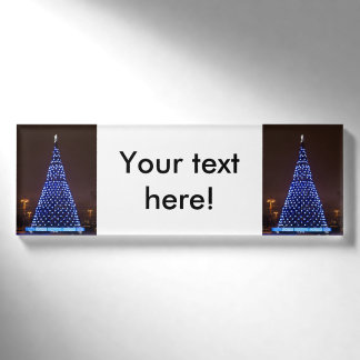 Blauer Weihnachtsbaum Namenschild