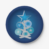 Blauer Weihnachtsbaum Pappteller (Vorderseite)
