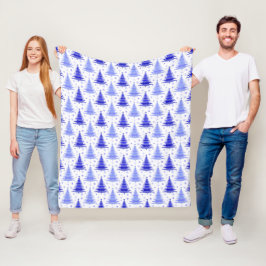 Blauer Weihnachtsbaum Periwinkle Muster Design Fleecedecke