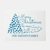 Blauer Weihnachtsbaum, Personalisierte Familiennam Fußmatte (Vorderseite)