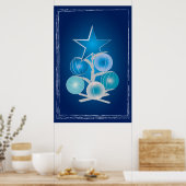 Blauer Weihnachtsbaum Poster (Küche)