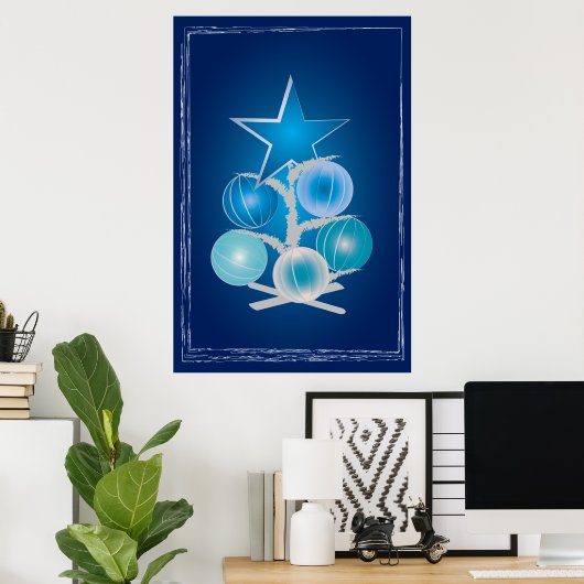Blauer Weihnachtsbaum Poster (Heimbüro)
