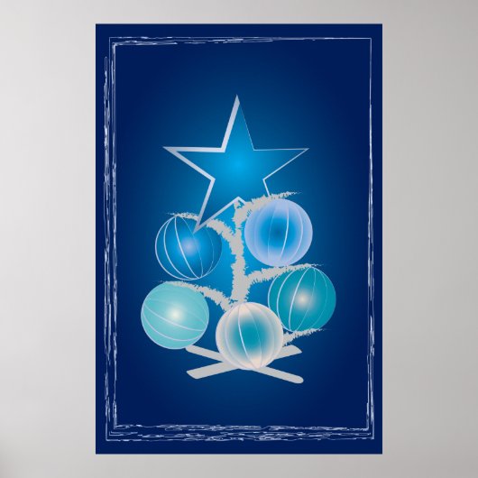Blauer Weihnachtsbaum Poster (Vorne)