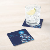 Blauer Weihnachtsbaum Rechteckiger Pappuntersetzer (Vor Ort)